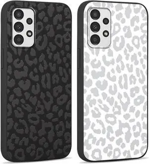 2 Pack Cute Cheetah Print for Samsung Galaxy A13 4G 6.6" Phone Case,Luxury Leopard Pattern Design Cases Soft Silicone TPU Shockproof Protective Cover for Women Girls-Black & White