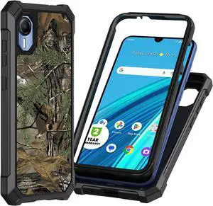 Ailiber for Cricket S2 Case, AT T Calypso 4 Phone Case with Screen Protector, Dual Layer Structure Protection, Shockproof Corner TPU Bumper, Slim Silicone Durable Phone Cover for Cricket Debut S2-Camo