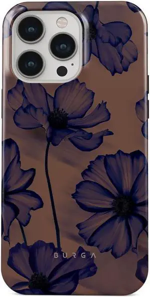 BURGA Phone Case Compatible with iPhone 14 PRO - Hybrid 2-Layer Hard Shell + Silicone protective Case - Dark Flowers Floral- Scratch-Resistant Shockproof Cover