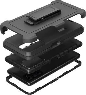 Compatible with Samsung Galaxy A03s Case, with Belt Clip Holster Heavy Duty Rugged Shockproof Full Body Protection Kickstand Cover for Samsung Galaxy A03s Phone (Black)