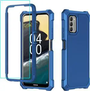 for Nokia C300 Case/Nokia G100 Case with Screen Protector,Nokia C300 Phone Case N155DL Front Back Full Body Protection,Nokia G100 N150DL Phone Case Frosted PC Back Soft TPU Shockproof Cover Blue
