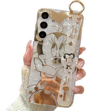 for Galaxy S23 FE Case Wrist Band Kickstand Cover Ultra Slim IMD Animal Pattern Shockproof Protection Holder Cover for Samsung Galaxy S23 FE 5G(Cartoon Characters)