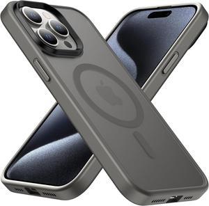 Magnetic for iPhone 15 Pro Max Case,Compatible with MagSafe[Military-Grade Drop Protection] Shockproof Matte Case for iPhone 15 Pro Max 6.7" (Titanium Gray)