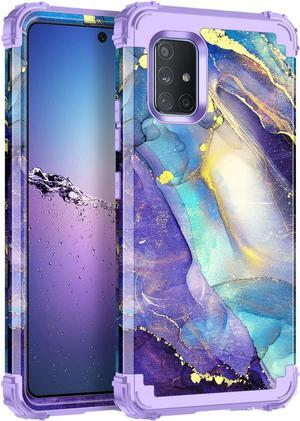 Rancase for Galaxy A71 5G Case,Three Layer Heavy Duty Shockproof Protection Hard Plastic Bumper +Soft Silicone Rubber Protective Case for Samsung Galaxy A71 5G,Purple