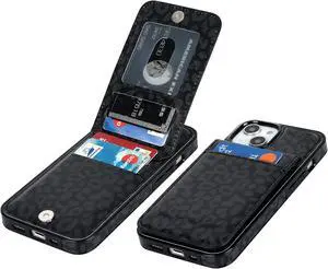 Vaburs Compatible with iPhone 13 and iPhone 14 Case Wallet with Credit Card Holder, Black Leopard Cheetah Pattern Flip Premium PU Leather Magnetic Closure Shockproof Protective Cover 6.1"