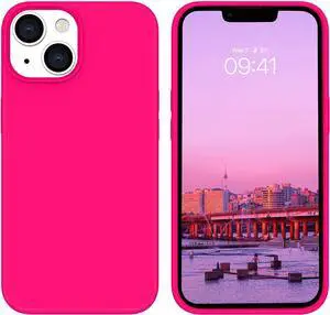 BENTOBEN iPhone 14 Plus Case, Slim Fit Liquid Silicone Soft Rubber Anti-Scratch Shockproof Phone Cover with Microfiber Lining, Hot Pink