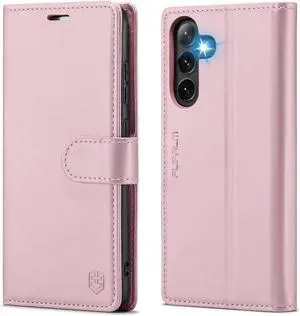 Wallet Case for Samsung Galaxy S24 Plus/S24+,RFID Blocking Credit Card Holder,PU Leather Folio Flip Kickstand Protective Shockproof Cover for Galaxy S24 Plus (Rose Gold, for S24 Plus/S24+ - 6.7")