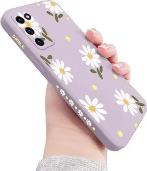 Compatible for Galaxy S20 FE Case Cute Little Daisy Full Camera Lens Protection Shockproof TPU Bumper Liquid Silicone Protective Cover Phone Cases for Samsung Galaxy S20 FE 5G-Light Purple