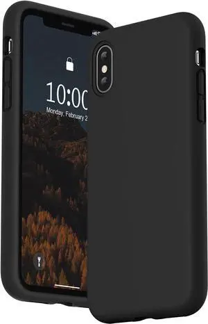 SURPHY Case for iPhone Xs Case and for iPhone X Case with Microfiber Lining, Thickened Liquid Silicone Phone Case for iPhone X XS 5.8 inches, Black