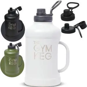 Gym Keg 64oz Insulated Water Bottle - Large Water Jug - Jumbo Sports Bottle - Ideal for Hot and Cold Drinks - Stainless Steel - Wide Mouth Design - Simple-Modern Jug - Grey