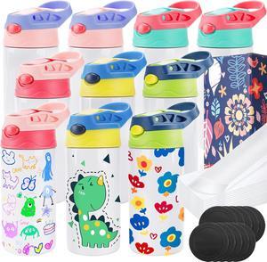 Joyclub 10 Pack Kids Sublimation Tumbler Water Bottle Blanks Insulated Tumbler Stainless Steel Children Sublimation Cups for DIY Craft Heat Press Print