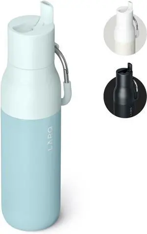 LARQ Bottle Flip Top 17 oz - Insulated Stainless Steel Water Bottle With Straw | Thermos, BPA Free | Reusable Water Bottle for Sports, Gym, and Travel | Keep Drinks Cold for 24 Hours, Seaside Mint