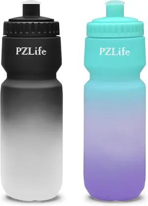 24oz Bike Squeeze Water Bottle, BPA Free Cycling Water Bottle,Leakproof, with Capacity Scale w/Pull Top Lid, Reusable Sport Water Bottle, for Bicycle, Gym,Running 2Pack