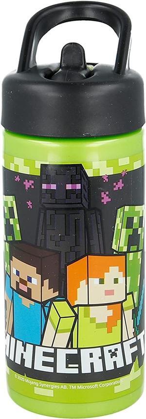 Stor Minecraft Sports Water Bottle with Straw and Built-In Handle 410ml