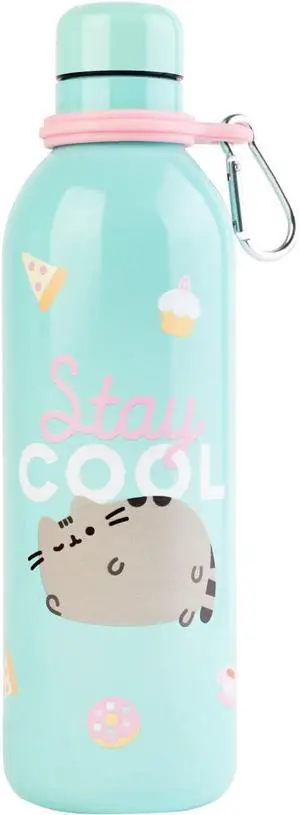 Grupo Erik Pusheen Foodie Collection Water Bottle - Sports Bottle - 500ml / 17OZ, Stainless Steel, Vacuum Insulated Water Bottle, Double Wall Reusable Water Bottle With Carabiner, BPA Free