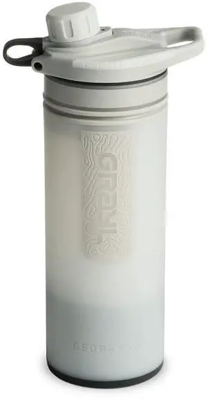GRAYL GeoPress 24 oz Water Purifier Bottle - Filter for Hiking, Camping, Survival, Travel (Peak White)
