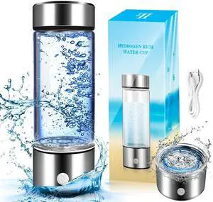 Hydrogen Water Bottle Portable, Hydrogen Water Bottle Generator with PEM SPE Technology, Hydrogen Water Ionizer Machine for Exercise Home Office Travel (Silver)