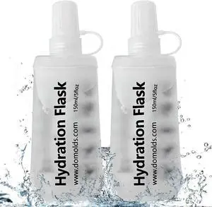 150ML Soft Flask, Running Water Bottle Foldable TPU Hydration Flask for Running Hydration Pack Cycling Hiking Marathon, Clear Pack of 2