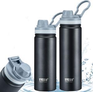Insulated Water Bottle,Stainless Steel Vacuum Insulated Water Bottle, Double-Wall Sport Bottle with Leak Proof Spout and Handle Lid,Black,25oz