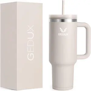 40oz Tumbler With Handle, 2-IN-1 Leak Proof Lid (Straw/Flip), Insulated Water Bottle, Stainless Steel Tumbler with Non-Slip Silicone, Wide Mouth Travel Mug Cupholder Friendly Dishwasher Safe