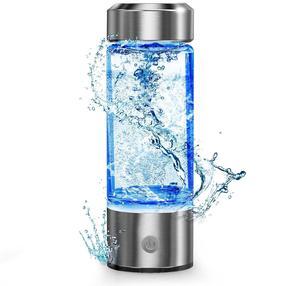 Hydrogen Water Bottle, Portable Hydrogen Water Ionizer Machine, Hydrogen Water Generator, Rechargeable Hydrogen Rich Water Glass Health Cup for Home TravelSilver