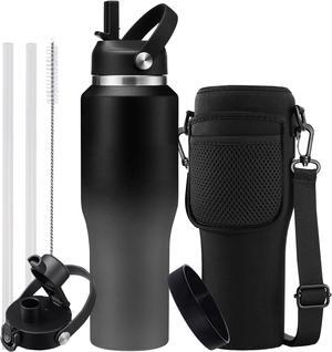 Insulated Tumbler with Lid and Straw 32 oz - Stainless Steel Tumblers Large Insulated Water Bottles, Metal Water Bottle fits in Cup Holder, Leak Proof Water Flask with Straw Spout Lids for Women Men
