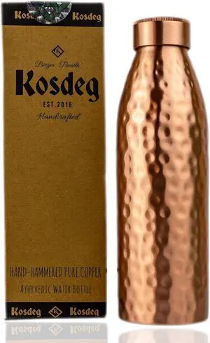 Copper Water Bottle - 24 Oz - A Hammered Ayurvedic Pure Copper Vessel For Drinking - Drink More Water, Lower Your Sugar Intake And Enjoy The Health Benefits Immediately