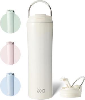 BOTTLE BOTTLE Insulated Water Bottle Coffee Tumblers with Dual-use Lid and Straw Double Walled Iced Travel Coffee Mug for Woman and Man 24oz Stainless Steel Tumbler with Handle