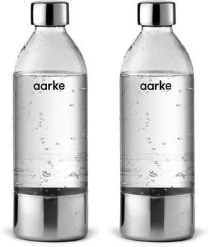 aarke Extra PET Stainless Steel Reusable Bottle for Carbonator l, ll, and 3, BPA-Free and Non-Toxic, 800ml (2-Pack)