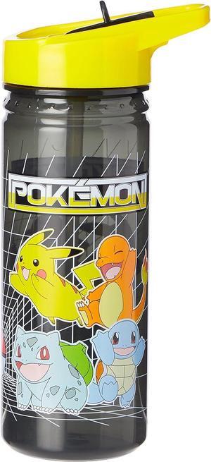 Pokemon Plastic Drinking BPA Free Water Bottle with Removable Straw, Pikachu Print, Leakproof Lid, Reusable, Lightweight, Durable Perfect for Kids & Adults-600ml, Multi, One Size
