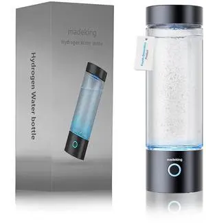 Hydrogen Water Generator Bottle - 400ml Rechargeable Hydrogen Water Ionizer Machine, Portable Hydrogen Rich Water Cup Maker, Hydrogen Water Bottle Glass Good for Travel, Sports, Gift (Black)