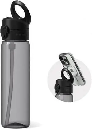 RhinoShield AquaStand Magnetic Bottle 27 oz | Tritan Water Bottle with Straw Lid, Sport Bottle with MagSafe Compatible Handle, Tripod with Adjustable Angles, Leak Proof, Lightweight - Classic Black