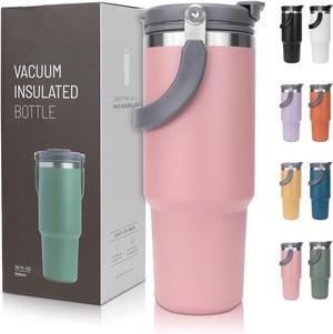 30 oz Tumbler with Handle and Straw Lid, Insulated Stainless Steel Double Walled Vacuum Water Bottle for Office, Home, Sport or Car, Travel Mug for Hot and Cold