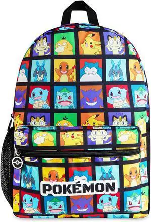 Pokemon Kids Backpack with Water Bottle Pocket for School, Sports, Travel - Anime Gifts (Multicolour)