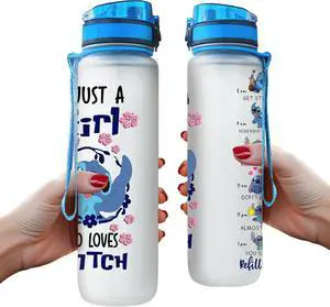 Blue Allien 32 Oz Water Track Bottle, Stop Slacking Drink Your Water Water Bottle With Time Marker, Allien Motivational Insulated Water Bottle, Gifts For Cute Allien Lovers