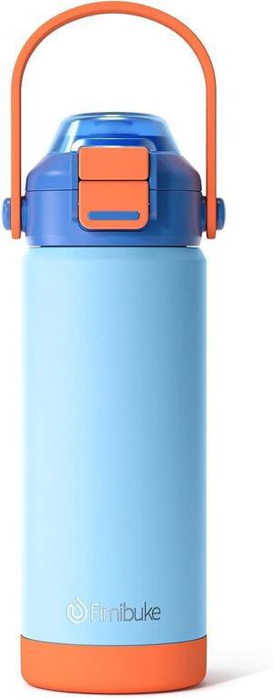 Fimibuke Kids Insulated Water Bottle with Pop-Open Straw & Spout 2-in-1 Lid, 18oz Leak Proof 18/8 Stainless Steel Vacuum Tumbler, BPA-Free Kids Cup For Travel School Boys Girls Toddler 1Pack, Sky Blue