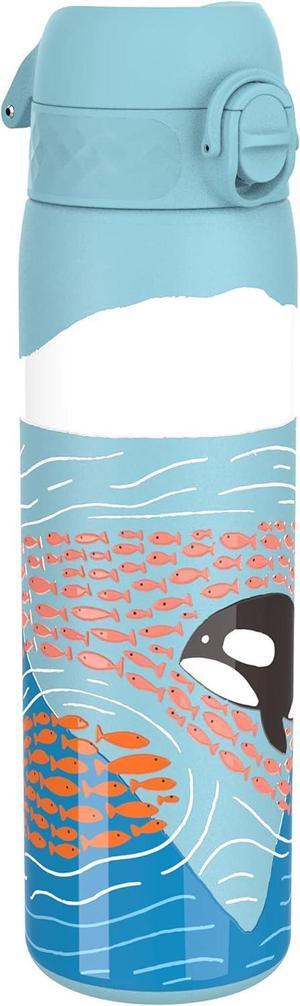 Ion8 Steel Water Bottle, 600 ml/20 oz, Leak Proof, Easy to Open, Secure Lock, Dishwasher Safe, Flip Cover, Fits Cup Holders, Carry Handle, Durable, Scratch Resistant, Raised Print, Blue, Whale Design Ion8 Steel Water Bottle, 600 ml/20 oz, Leak Proof, Easy to Open, Secure Lock, Dishwasher Safe, Flip Cover, Fits Cup Holders, Carry Handle, Durable, Scratch Resistant, Raised Print, Blue, Whale Design