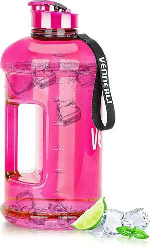 VENNERLI Portable Large Plastic Water Bottle - BPA-free Half Gallon Reusable 2 Liter Water Jug for Outdoor Hiking Fitness Travel Camping Cycling
