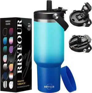 40 OZ Tumblers with Lid and Straw - Travel Coffee Tumbler Keep Cold-36H & Hot-12H, Wide Mouth Insulated Water Bottles for Work Sport Gym, Stainless Steel Tumbler Mug Leak Proof