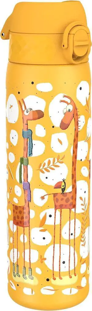 Ion8 Steel Water Bottle, 600 ml/20 oz, Leak Proof, Easy to Open, Secure Lock, Dishwasher Safe, Flip Cover, Fits Cup Holders, Carry Handle, Durable, Scratch Resistant, Raised Print, Giraffes Design Ion8 Steel Water Bottle, 600 ml/20 oz, Leak Proof, Easy to Open, Secure Lock, Dishwasher Safe, Flip Cover, Fits Cup Holders, Carry Handle, Durable, Scratch Resistant, Raised Print, Giraffes Design