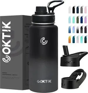COKTIK 40 oz Sports Water Bottle With Straw,3 Lids, Stainless Steel Vacuum Insulated Water Bottles,Leakproof Lightweight, Keeps Cold and Hot, Great for Travel, Hiking, Biking, Running(Batman)