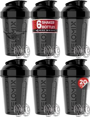 -6 PACK- Shaker Cups for Protein Shakes 20 oz - 6x Wire Whisk | Leak Proof Protein Shaker Bottle for Protein Shakes, Shaker Bottle Pack for Pre & Post Workout, Shaker Cup, Shaker Bottle Cups