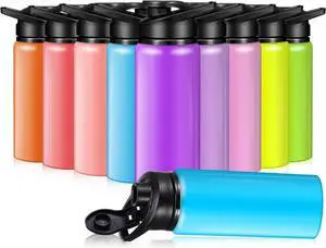 10 Pieces 20oz Reusable Aluminum Water Bottles Bulk Multicolor Outdoor Sports Water Bottles for Travel, Gym, Hiking, Cycling, Camping, Fishing, Snap Lid(Macaron Color)