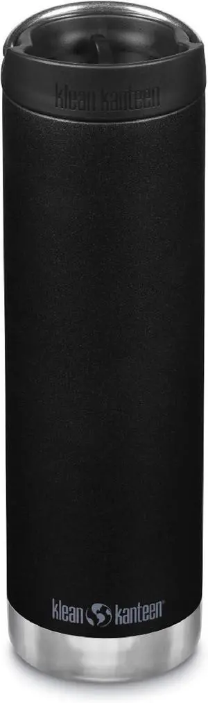 Klean Kanteen TKWide Insulated Coffee Tumbler with Cafe Cap - Stainless Steel & Thermal Tumbler - Black, 20 oz