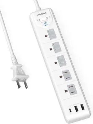2 Prong Power Strip, WRXDMC 2 Prong to 3 Prong Outlet Adapter, 5ft Extension Cord with Polarized Plug, 1680J Surge Protector, 5 AC Outlets & 3 USB, Wall Mountable, Ideal for Non-Grounded Outlets