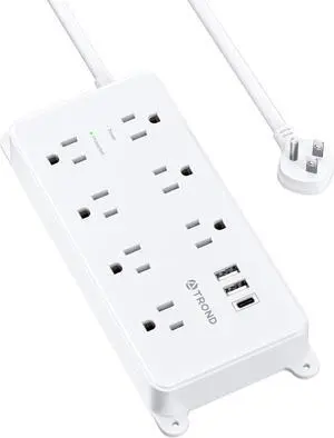 TROND Power Strip Surge Protector, 7 Widely Spaced Outlets with 2 USB A and 1 USB C, ETL Listed 1700J, Wall Mount, Flat Plug 5ft Extension Cord 14AWG Heavy Duty, for Home, Office Garage, White TROND Power Strip Surge Protector, 7 Widely Spaced Outlets with 2 USB A and 1 USB C, ETL Listed 1700J, Wall Mount, Flat Plug 5ft Extension Cord 14AWG Heavy Duty, for Home, Office Garage, White
