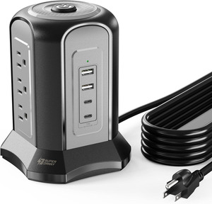 thumbnail image 2 of 6.5Ft Surge Protector Power Strip Tower - 8 AC Outlets & 6 2 of 11
