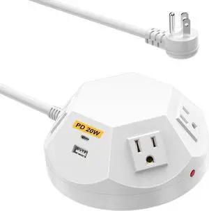 Power Strip Tower with PD 20W USB C Ports, Surge Protector with 4 Outlet and 4 USB Ports, 6.56 FT Extension Cord Power Tower Charging Station for Desk, Home Office, Living Room, Bedroom