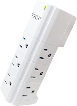 Multi Plug Wall Outlet Surge Protector with USB Ports - 9 Outlet Extender with 2 USB-A Ports - Power Strip with Adapter Spaced Outlets for Home, Travel, Office (White) 1 Pack