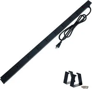9 Black Verticle Outlets 6 Feet Power Cord Heavy Duty Metal Surge Protector Power Strip